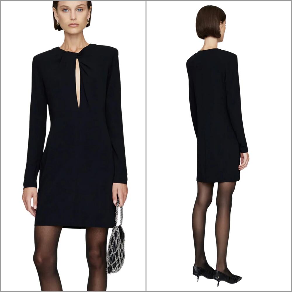 Anine Bing Amaya Keyhoole Mini Dress in Black Size XS $400